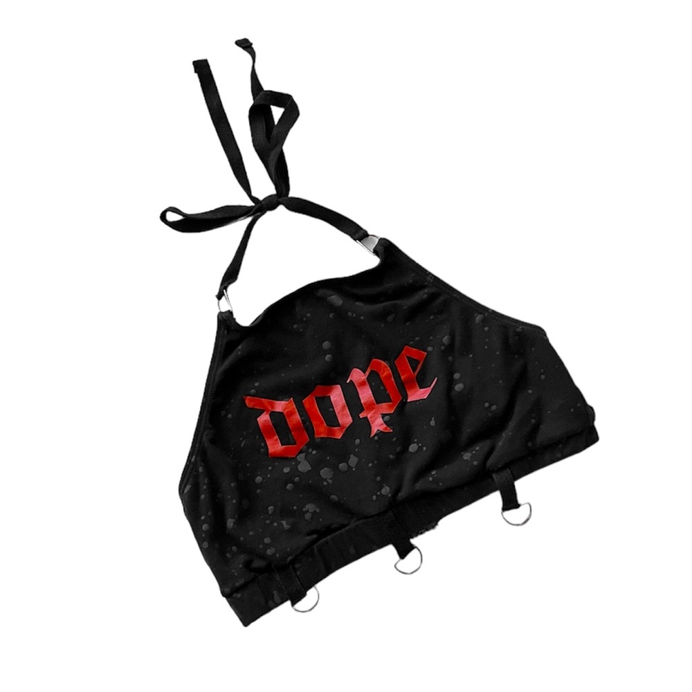 Hot Topic Cropped “Dope” Halter Top Size XS